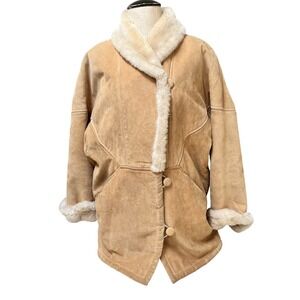 VTG Suede J Percy Marvin Richards Tan Faux Shearling Afghan Suede Coat Women S